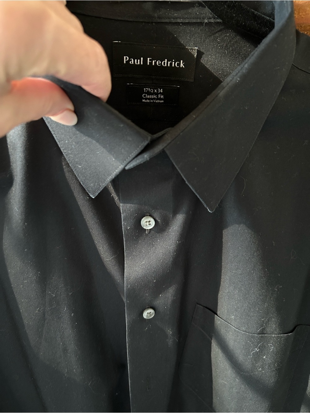 Paul Fredrick brand new Black Non-Iron Two-Ply Cotton Dress Shirt - Picture 6 of 7